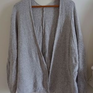 Grey Cocoon Cropped Cardigan -Made in Italy